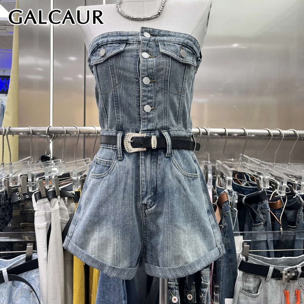 GALCAUR Solid Slimming Spliced Single Breasted Jumpsuits for Women Strapless Sleeveless Patchwork Pockets Jumpsuit Female New
GALCAUR Solid Slimming Spliced Single Breasted Jumpsuits for Women Strapless Sleeveless Patchwork Pockets Jumpsuit Female New