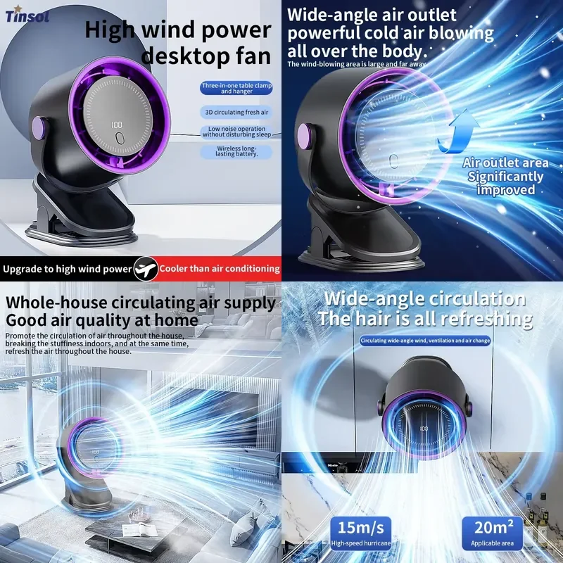 TINSOL Multifunctional Electric Fan Air Circulation Cooler Wireless Portable Home Quiet Fan Desktop Wall-Mounted Electric Fan
TINSOL Multifunctional Electric Fan Air Circulation Cooler Wireless Portable Home Quiet Fan Desktop Wall-Mounted Electric Fan