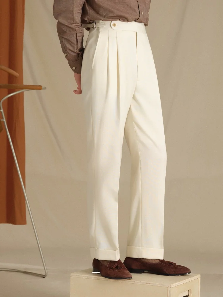 High Waist Italian Neapolitan Pleated Men's Casual Pants CULTUM Extra Fine Australian Wool Business Casual Style Winter Wear
High Waist Italian Neapolitan Pleated Men's Casual Pants CULTUM Extra Fine Australian Wool Business Casual Style Winter Wear