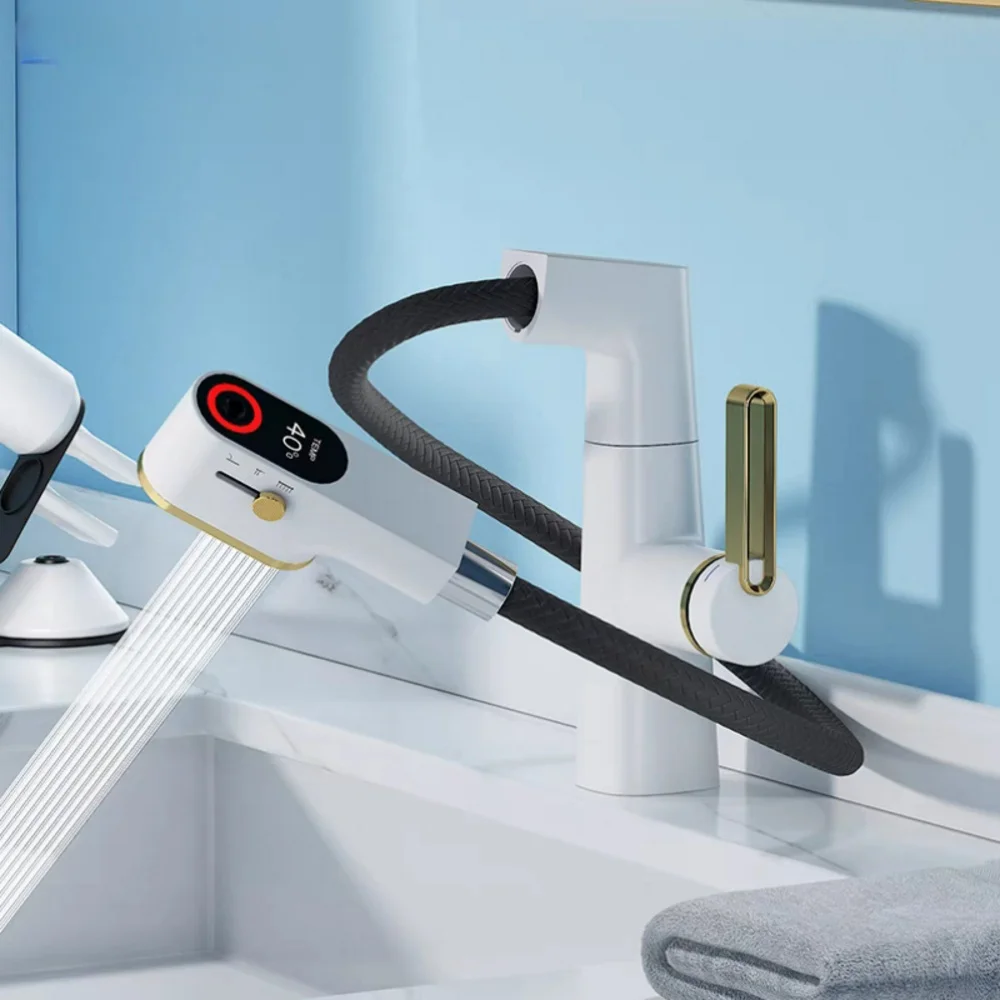 Multifunctional Bathroom Faucets Pull Out Basin Mixer Sink Faucet Gourmet LED Temperature Tap 360° Tapware Crane Brass White
Multifunctional Bathroom Faucets Pull Out Basin Mixer Sink Faucet Gourmet LED Temperature Tap 360° Tapware Crane Brass White