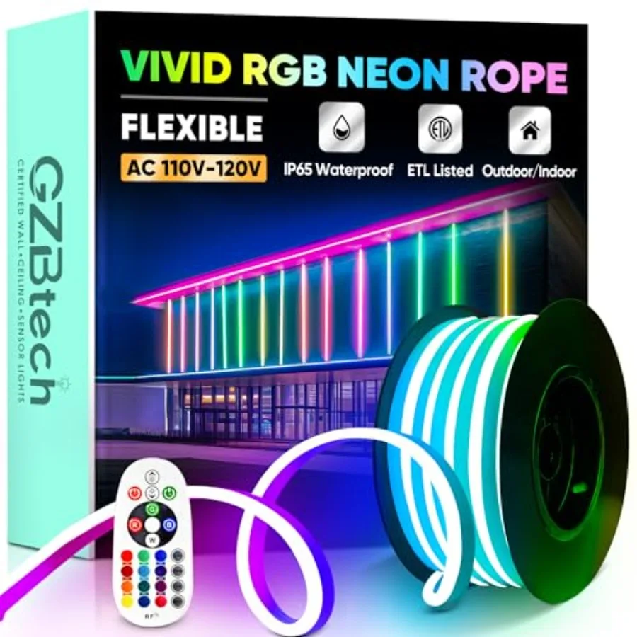 RGB LED Neon Rope Lights/5M AC 110-120V Waterproof Color Changing LED Rope with Remote Control Dimmable Multi Color Strip Light
RGB LED Neon Rope Lights/5M AC 110-120V Waterproof Color Changing LED Rope with Remote Control Dimmable Multi Color Strip Light
