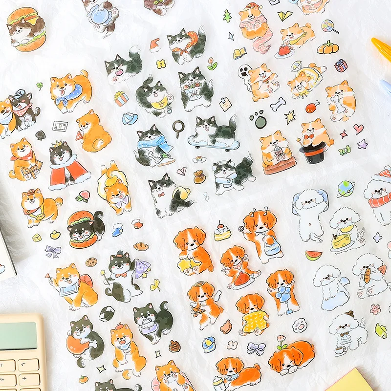 4 Sheets Kawaii Cartoon dog Stickers Creativity Decorative Stick Labels DIY Diary Album Scrapbooking accessories Craft Supplies
4 Sheets Kawaii Cartoon dog Stickers Creativity Decorative Stick Labels DIY Diary Album Scrapbooking accessories Craft Supplies