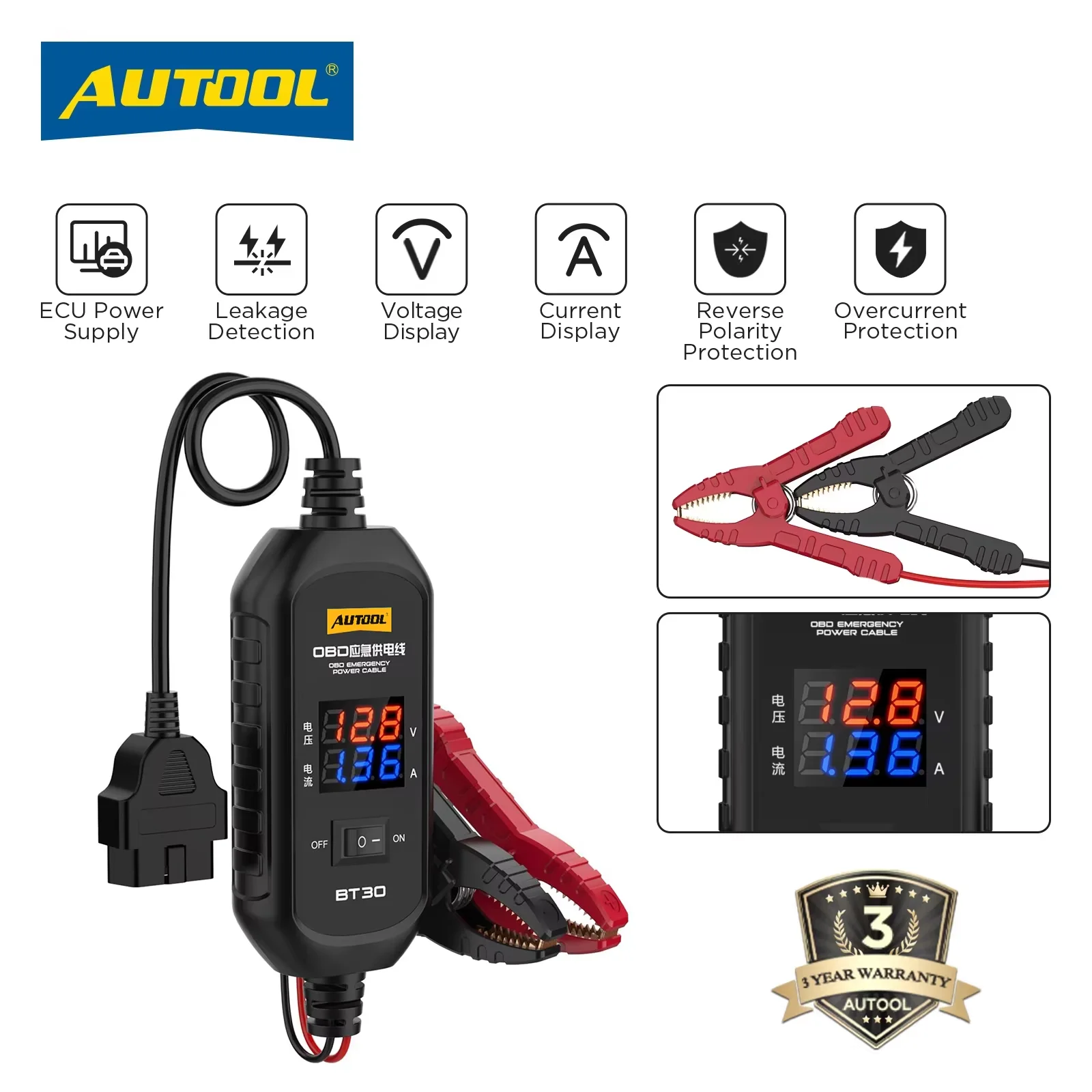 AUTOOL BT30 Upgraded Car OBD2 Emergency Power Supply Cable Car Battery Emergency Protector ECU AutoEmergency Protector ECU Auto
AUTOOL BT30 Upgraded Car OBD2 Emergency Power Supply Cable Car Battery Emergency Protector ECU AutoEmergency Protector ECU Auto