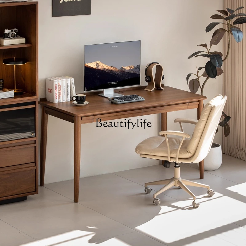 Solid wood desk North American black walnut home bedroom work study writing desk
Solid wood desk North American black walnut home bedroom work study writing desk