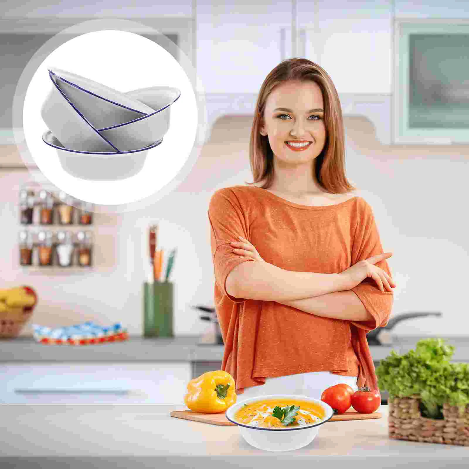 4 Pcs Enamel Bowl Thickened Soup Basins Home Enamelware Products Bowls Creative Snack Hotel Tableware
4 Pcs Enamel Bowl Thickened Soup Basins Home Enamelware Products Bowls Creative Snack Hotel Tableware