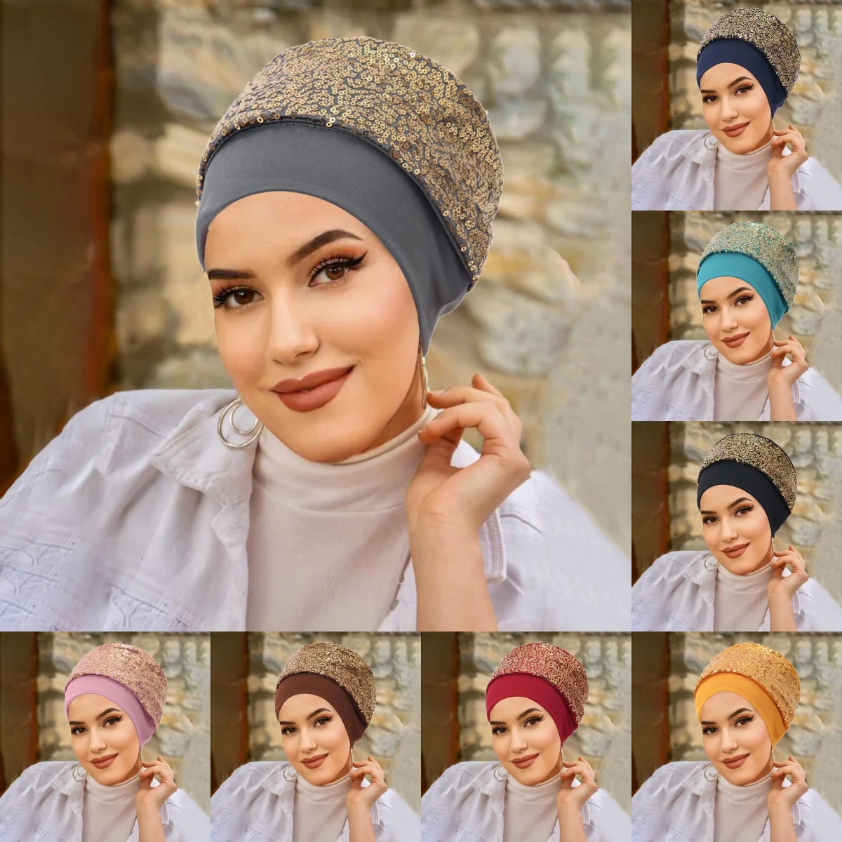 New Fashion Sequins Muslim Headwrap Bonnet Hijab Turban Caps Women Chemo Hat Head Scarf Female Hair Loss Cover Beanies Cap
New Fashion Sequins Muslim Headwrap Bonnet Hijab Turban Caps Women Chemo Hat Head Scarf Female Hair Loss Cover Beanies Cap