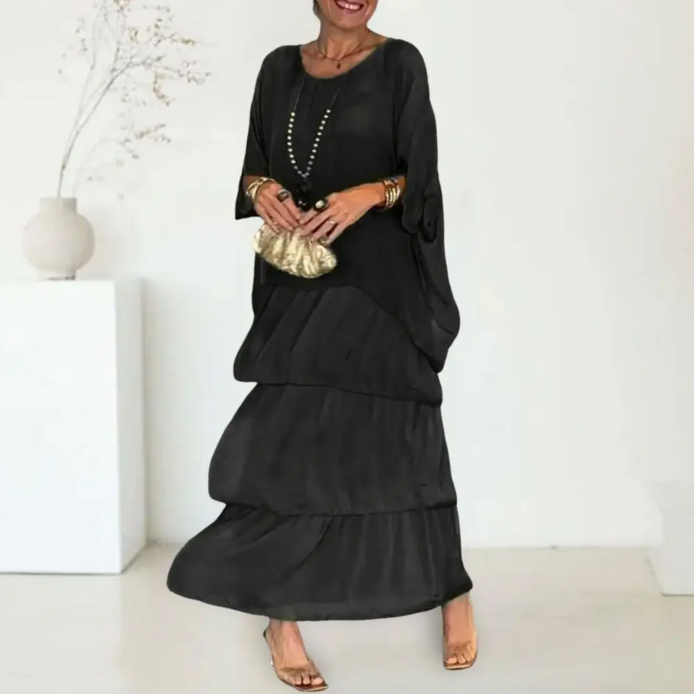 Women Chiffon Dress Elegant Three Quarter Sleeve Maxi Dress with Layered Hem Pleated Detail for Women Soft Breathable O Neck
Women Chiffon Dress Elegant Three Quarter Sleeve Maxi Dress with Layered Hem Pleated Detail for Women Soft Breathable O Neck