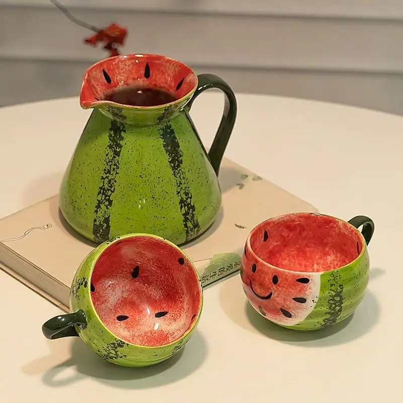 Creative Hand-painted Watermelon Ceramic Mug Set, Cute 3D Fruit Coffee Cup & Pitcher, Summer Theme Drinkware
Creative Hand-painted Watermelon Ceramic Mug Set, Cute 3D Fruit Coffee Cup & Pitcher, Summer Theme Drinkware