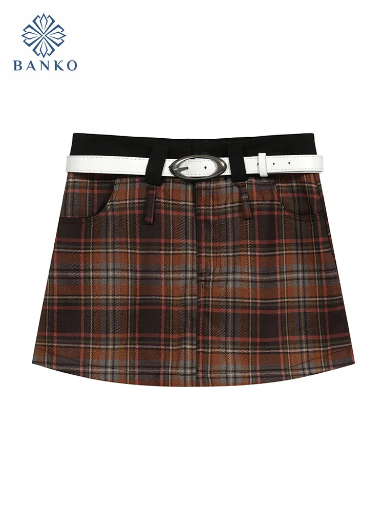 American Vintage Kpop Plaid Brown Skirt Summer Gyaru Clothes High Waist A-Line Skirt Adjustable With Belt Coquette Preppy Style
American Vintage Kpop Plaid Brown Skirt Summer Gyaru Clothes High Waist A-Line Skirt Adjustable With Belt Coquette Preppy Style