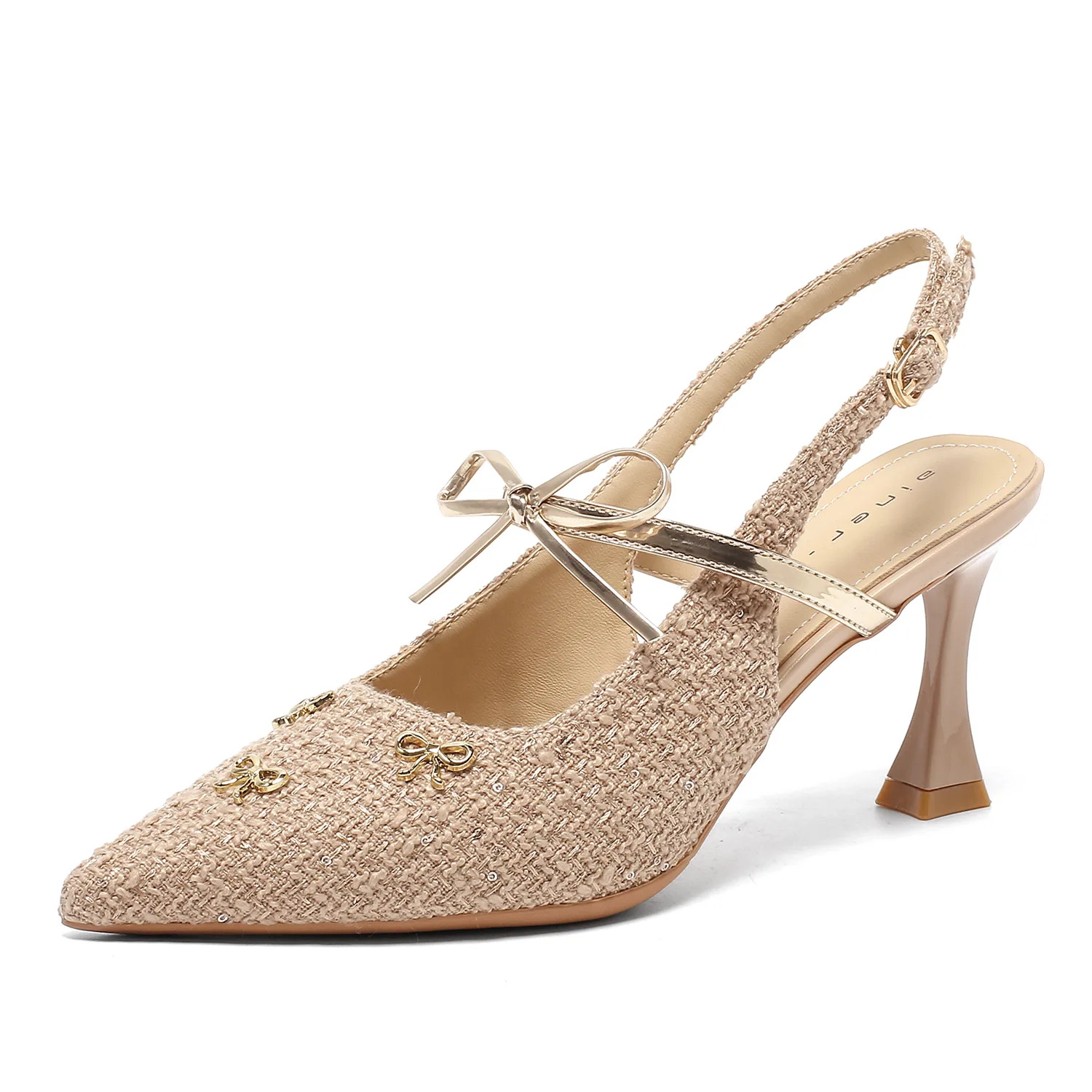 Bloomsteps women's high-heeled shoes with thin heels, pointed toe, backless sandals, French style, bow-knot woven single shoes
Bloomsteps women's high-heeled shoes with thin heels, pointed toe, backless sandals, French style, bow-knot woven single shoes