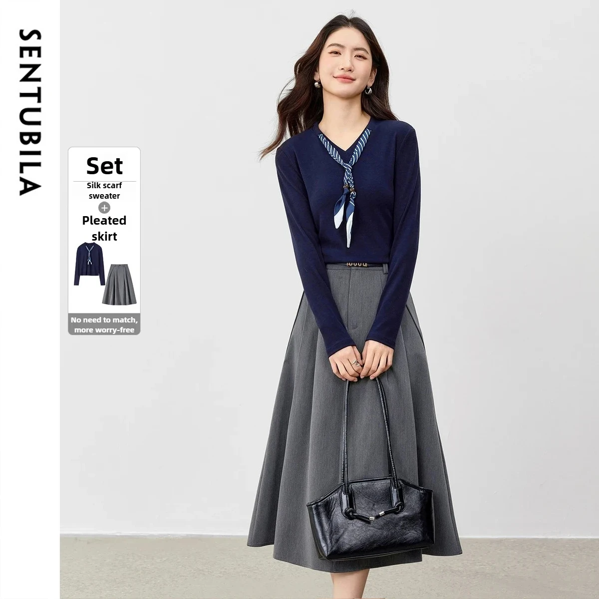 SENTUBILA женский комплект из двух предметов, осень 2022, съемный шарф, вязаный свитер с v-образным вырезом и юбка трапециевидной формы, одинаковые комплекты для ленивых W53ZA3468
SENTUBILA женский комплект из двух предметов, осень 2022, съемный шарф, вязаный свитер с v-образным вырезом и юбка трапециевидной формы, одинаковые комплекты для ленивых W53ZA3468
