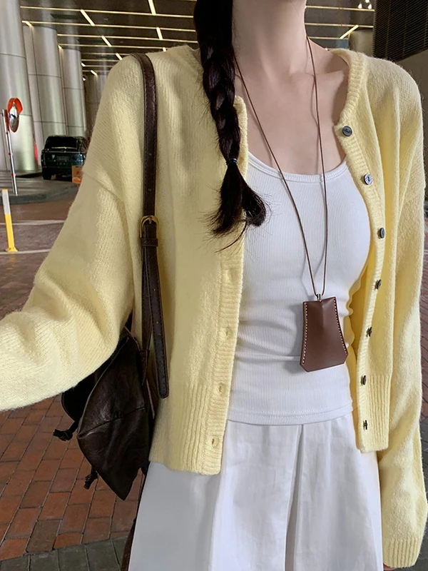 Yellow ort Knitted Open Cardigan Women's Spring Autumn Outerwear Soft Fluffy Long Sve Loose Slimming Top Lazy Sle
Yellow ort Knitted Open Cardigan Women's Spring Autumn Outerwear Soft Fluffy Long Sve Loose Slimming Top Lazy Sle