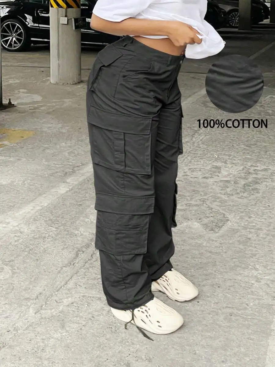 Solid Color Front Button Casual Multi-Pocket Cargo Pants For Women Spring
Solid Color Front Button Casual Multi-Pocket Cargo Pants For Women Spring