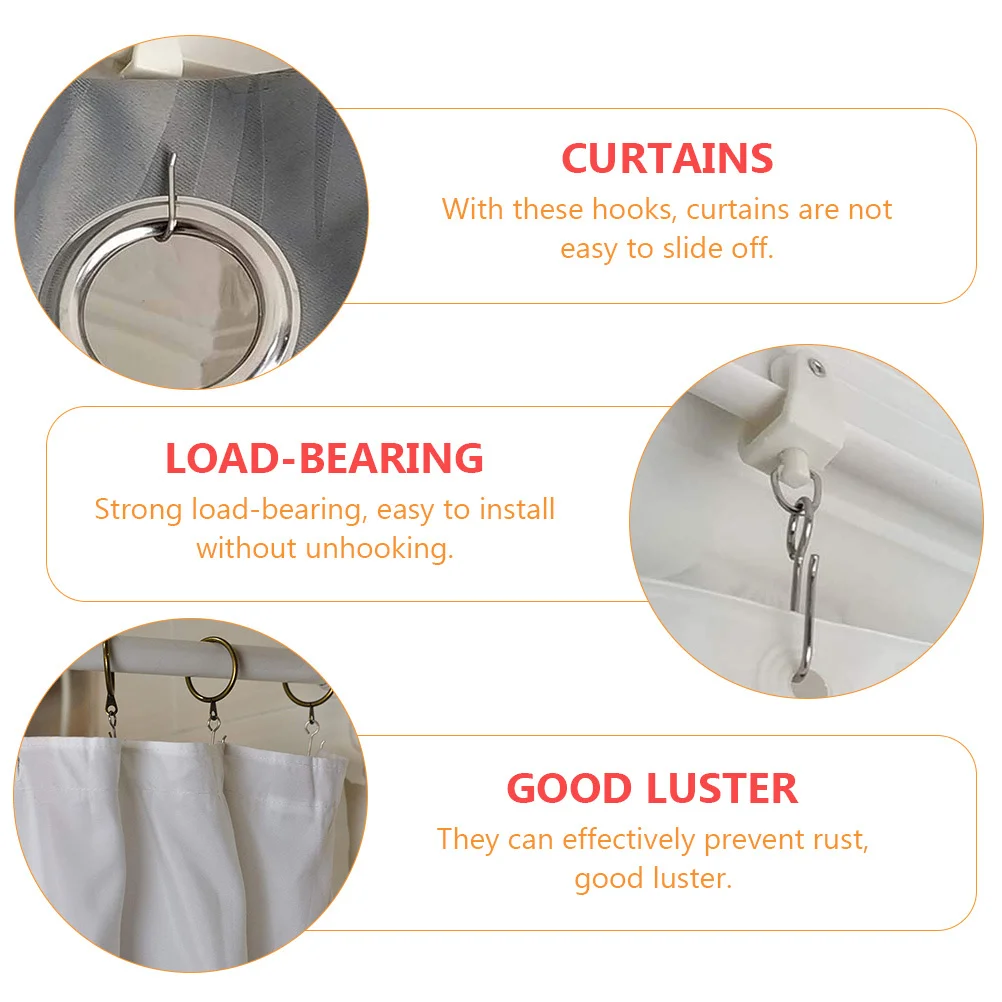 120Pcs Sunshade Curtain Hooks Strong Load Bearing Smooth Slide Silver Household Hanging Hooks Household Curtain Rings
120Pcs Sunshade Curtain Hooks Strong Load Bearing Smooth Slide Silver Household Hanging Hooks Household Curtain Rings