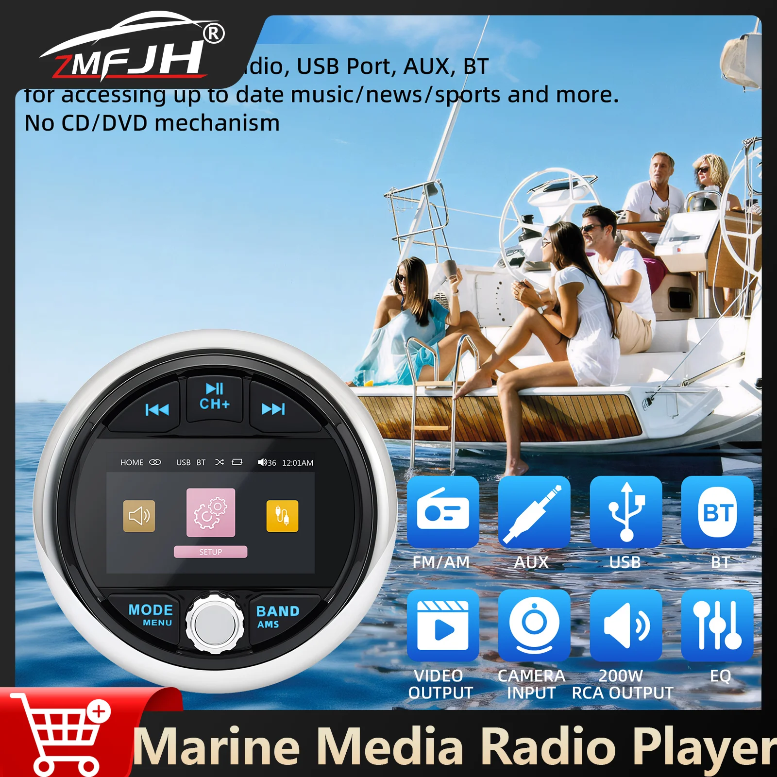 Морской аудио стерео Bluetooth-совместимый MP5-медиаплеер FM AM USB-порт AUX-радиоплеер для лодки, яхты, квадроциклов, UTV, аксессуары
Морской аудио стерео Bluetooth-совместимый MP5-медиаплеер FM AM USB-порт AUX-радиоплеер для лодки, яхты, квадроциклов, UTV, аксессуары