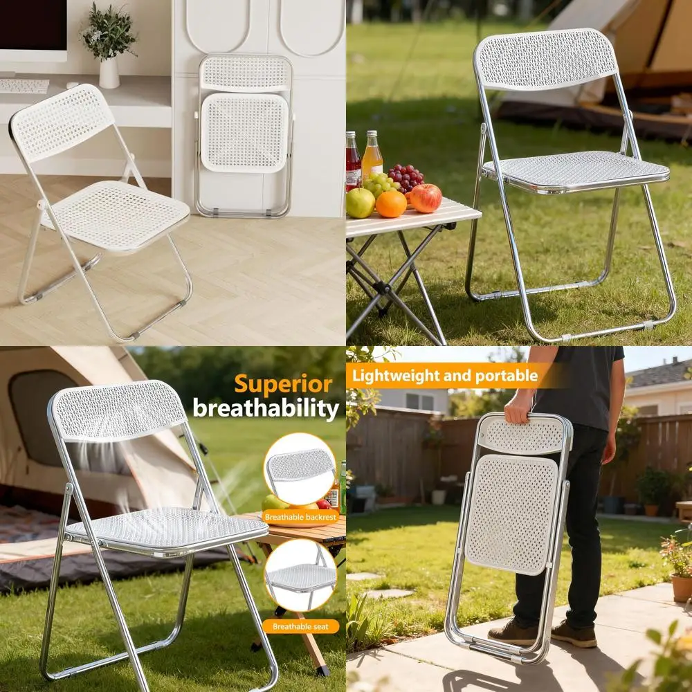 2-Pack White Folding Chairs with 300lb Capacity, Steel Frame, Suitable for Indoor and Outdoor Events
2-Pack White Folding Chairs with 300lb Capacity, Steel Frame, Suitable for Indoor and Outdoor Events