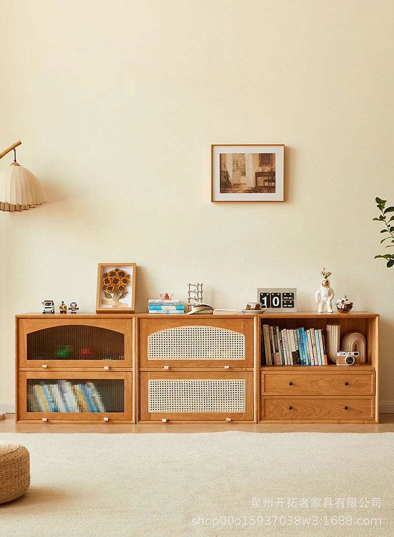 Japanese-style solid wood bookcase Small apartment rattan storage Low bookcase Nordic home study locker Wall combination cabinet
Japanese-style solid wood bookcase Small apartment rattan storage Low bookcase Nordic home study locker Wall combination cabinet