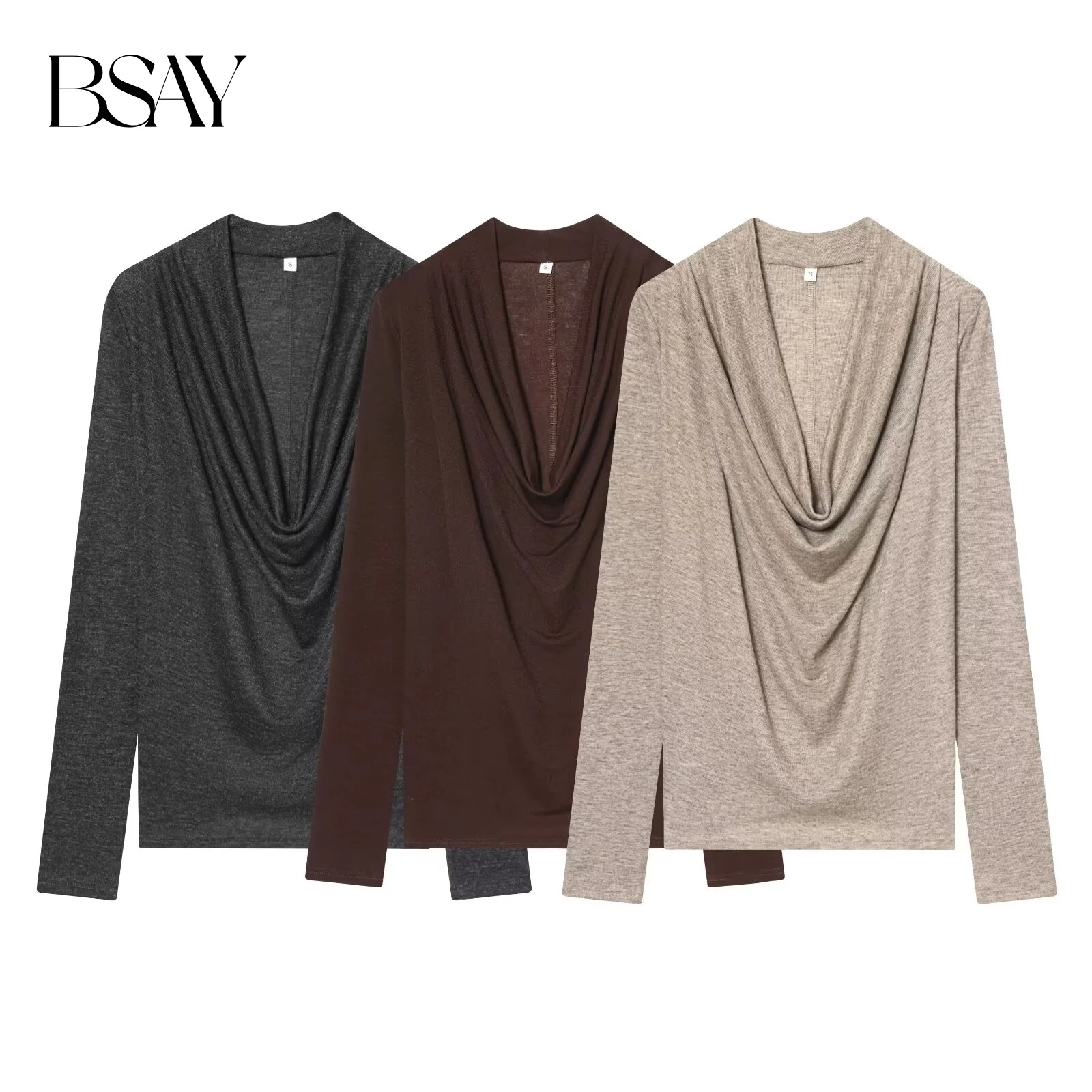 BSAY Lyocell Pleated T-shirt for Women Fashion Autumn Winter Tee Pullover Top Chic Female Long Sleeved V-neck T-Shirts Mjuer
BSAY Lyocell Pleated T-shirt for Women Fashion Autumn Winter Tee Pullover Top Chic Female Long Sleeved V-neck T-Shirts Mjuer