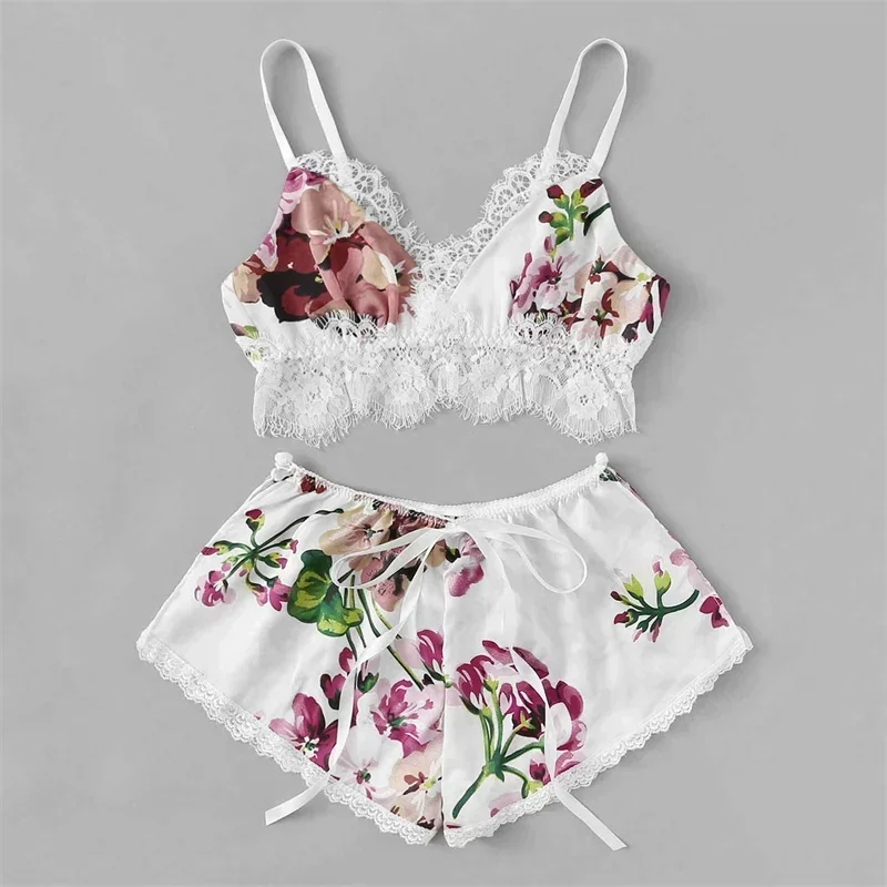 fashion Sexy Printed Lace Elastic Waist Home Tank Top Shorts Pajamas Two Piece Set For Women 2025
fashion Sexy Printed Lace Elastic Waist Home Tank Top Shorts Pajamas Two Piece Set For Women 2025