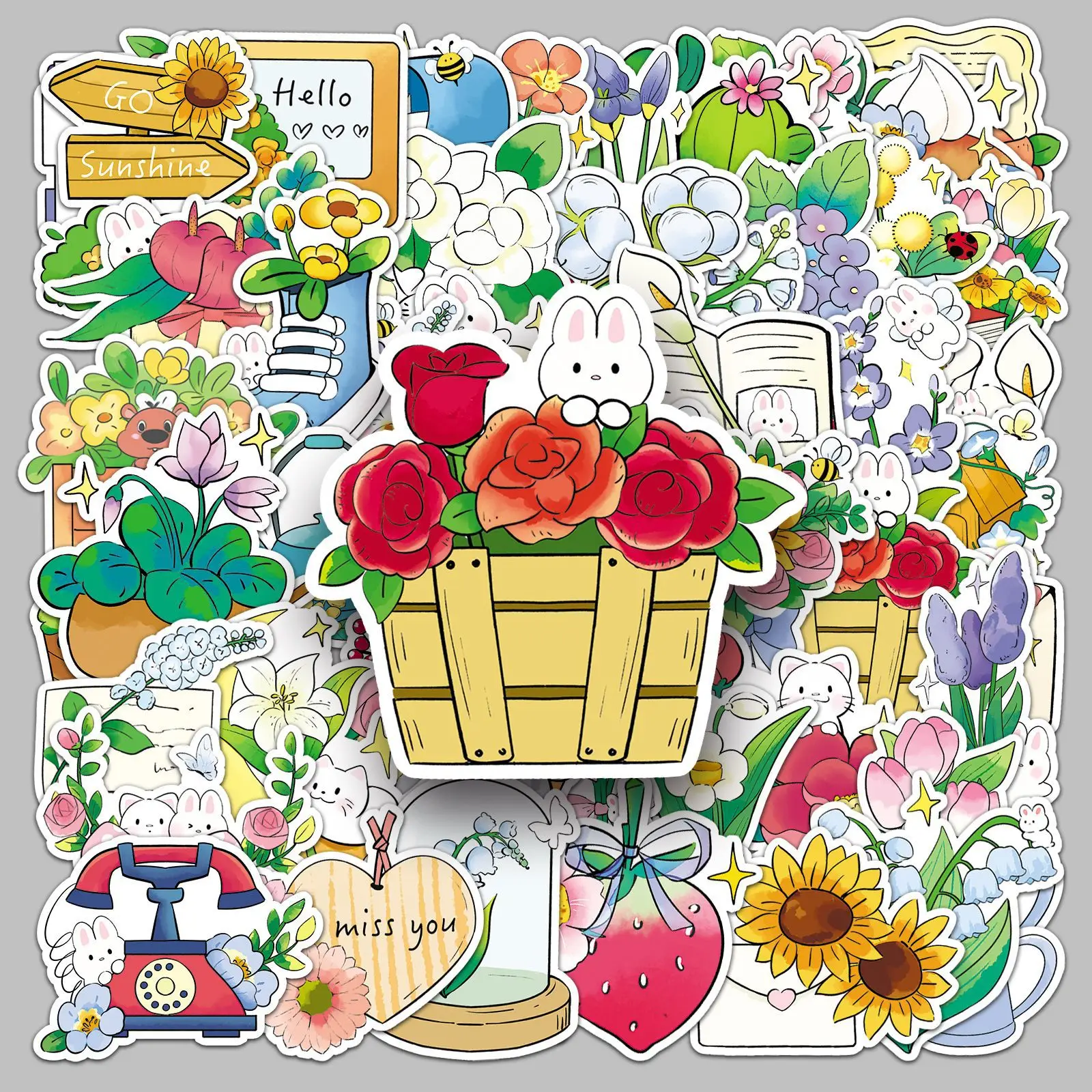 50PCS Kawaii Flower Bunny Stickers Cute Floral Animal Cartoon Decorable Diary Computer Phone Case Waterproof Stickers Kids Toy
50PCS Kawaii Flower Bunny Stickers Cute Floral Animal Cartoon Decorable Diary Computer Phone Case Waterproof Stickers Kids Toy