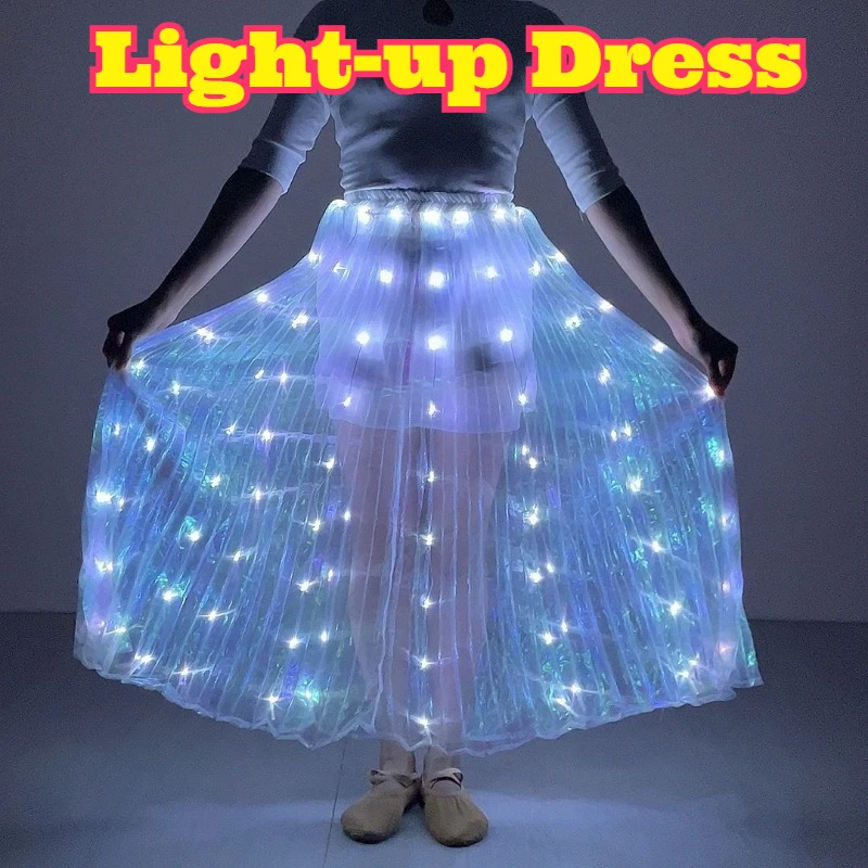 LED Light Up Skirt White Rechargeable Pleated Flared Hem Stage Costume Belly Dance Performance Wear Festival Show Dance Outfit
LED Light Up Skirt White Rechargeable Pleated Flared Hem Stage Costume Belly Dance Performance Wear Festival Show Dance Outfit
