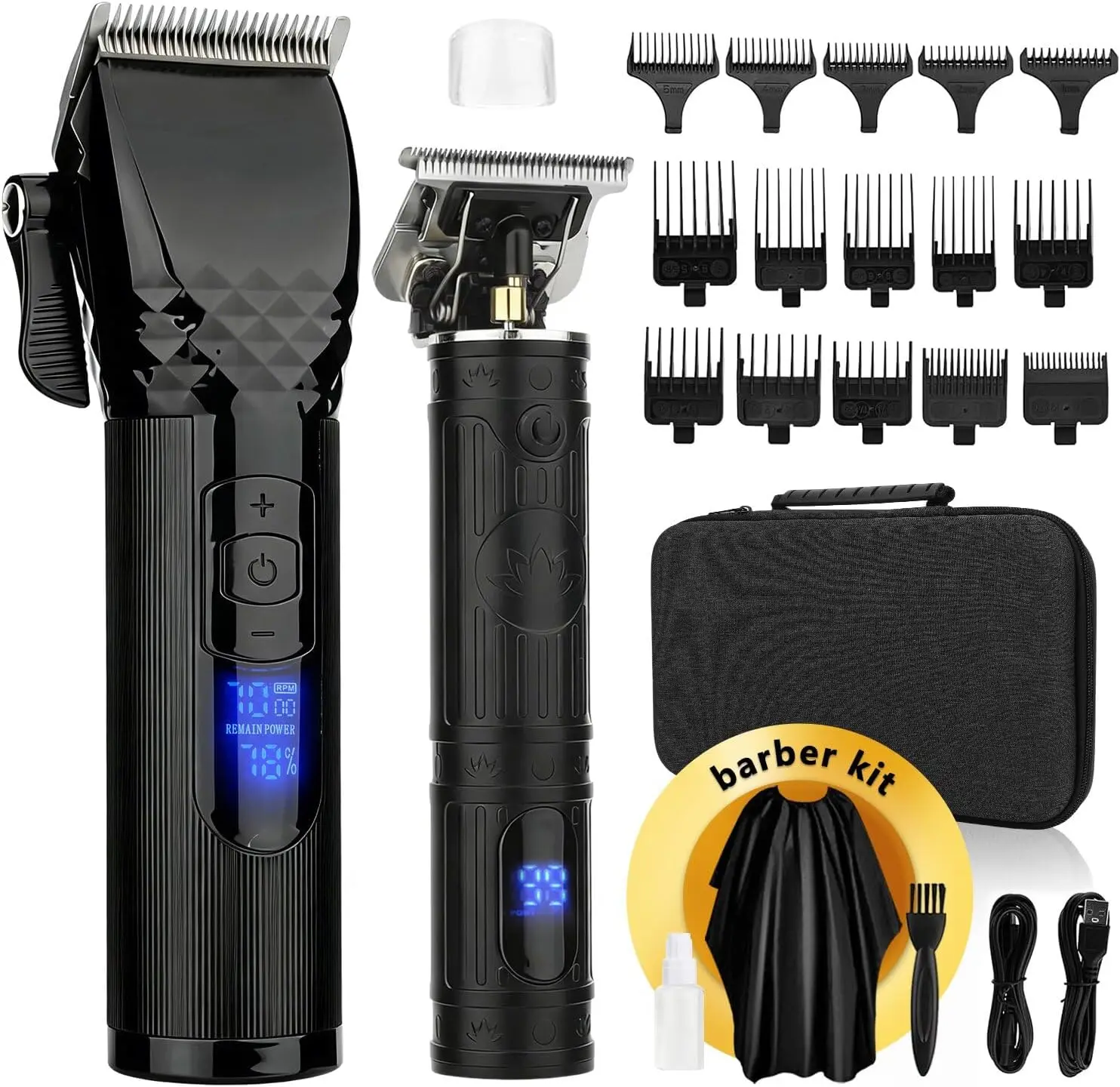 Professional Cordless Hair Clipper & Trimmer Set for Men, T-Blade Design, Quiet Motor, Digital Display
Professional Cordless Hair Clipper & Trimmer Set for Men, T-Blade Design, Quiet Motor, Digital Display