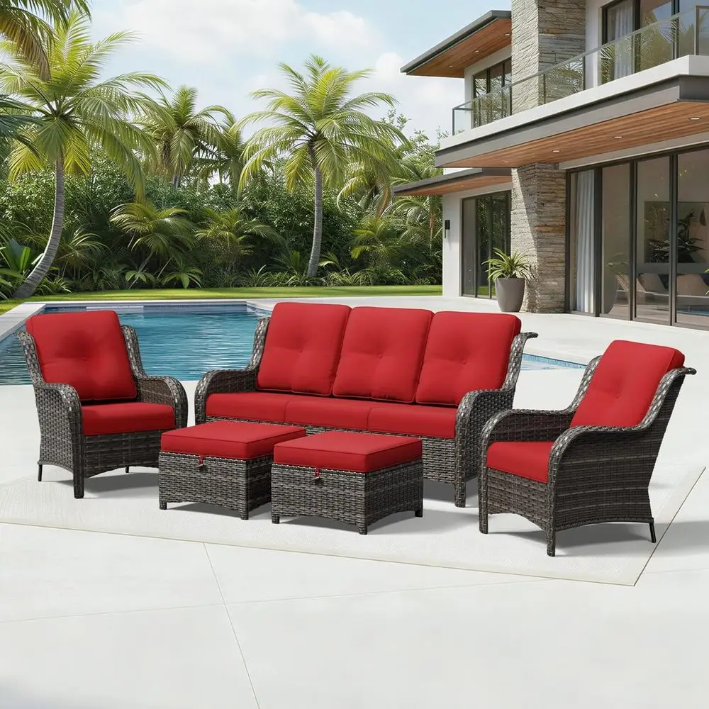 5 Piece Wicker Patio urniture Set, Rattan Patio Chairs with High Back, Deep Seating, Wide Armrest, Thickened Cushions, Outdoor u
5 Piece Wicker Patio urniture Set, Rattan Patio Chairs with High Back, Deep Seating, Wide Armrest, Thickened Cushions, Outdoor u