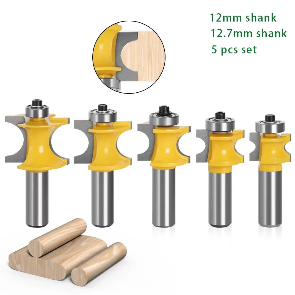 5PCS 12mm 1/2 Inch Shank Bullnose Half Round Router Bit with Bearing End Mill Bits Wood Milling Cutter Woodworking Tool
5PCS 12mm 1/2 Inch Shank Bullnose Half Round Router Bit with Bearing End Mill Bits Wood Milling Cutter Woodworking Tool
