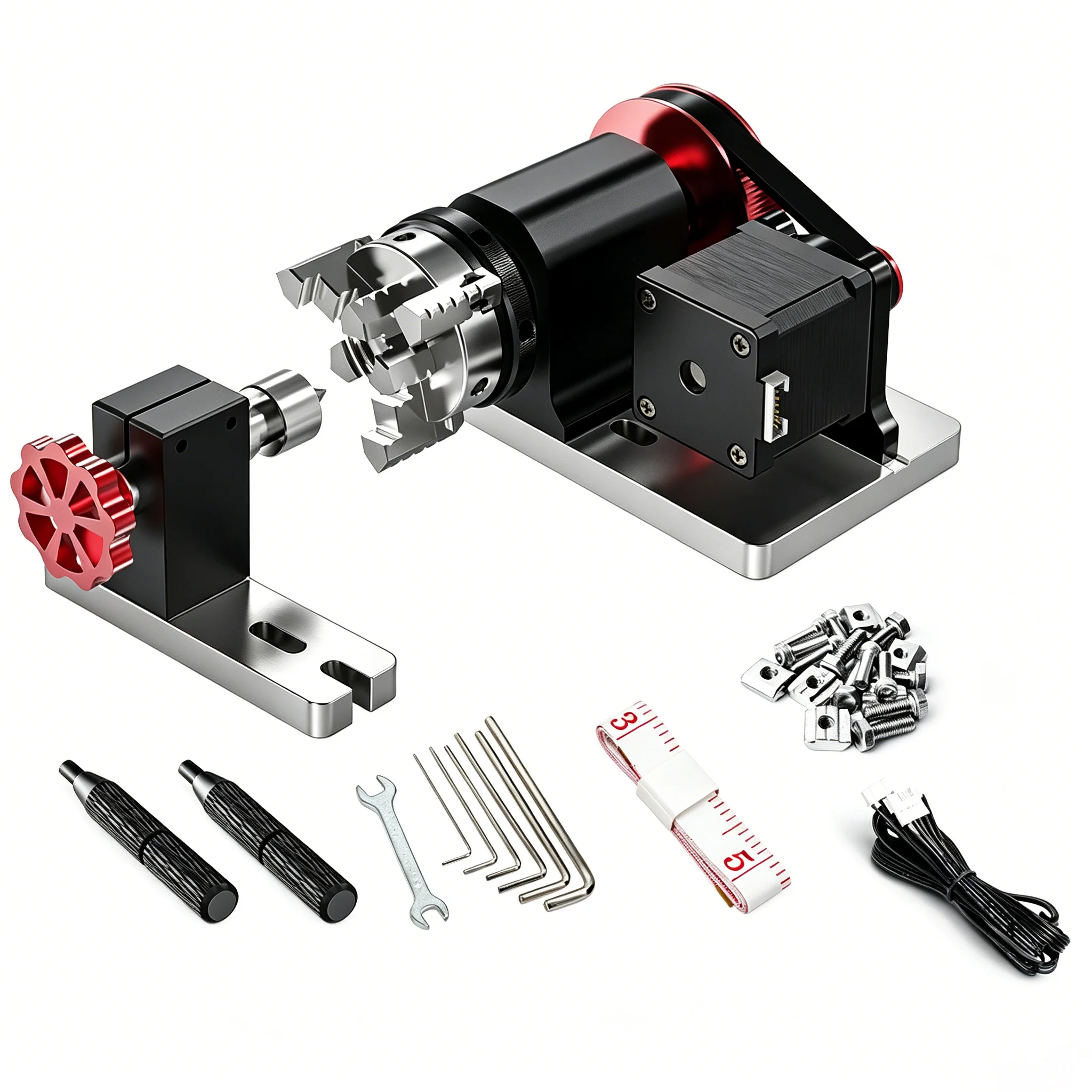 CNC 4th Axis Rotary Module Kit, 4:1 Belt Reduction, 4-60mm Diameter, Compatible with TTC450 & Most CNC Mills, Rotary Engraving Accessory
CNC 4th Axis Rotary Module Kit, 4:1 Belt Reduction, 4-60mm Diameter, Compatible with TTC450 & Most CNC Mills, Rotary Engraving Accessory