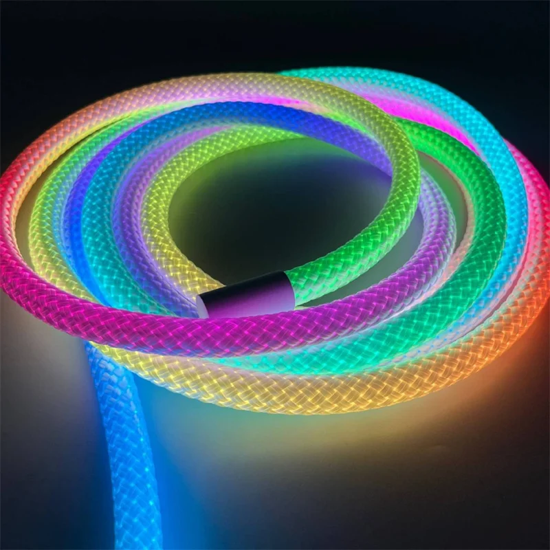 Smart Bluetooth 360 Degree Round Reticulate Neon LED Strip Lights USB RGBIC Waterproof Silicone Light Rope Room Decor Lighting