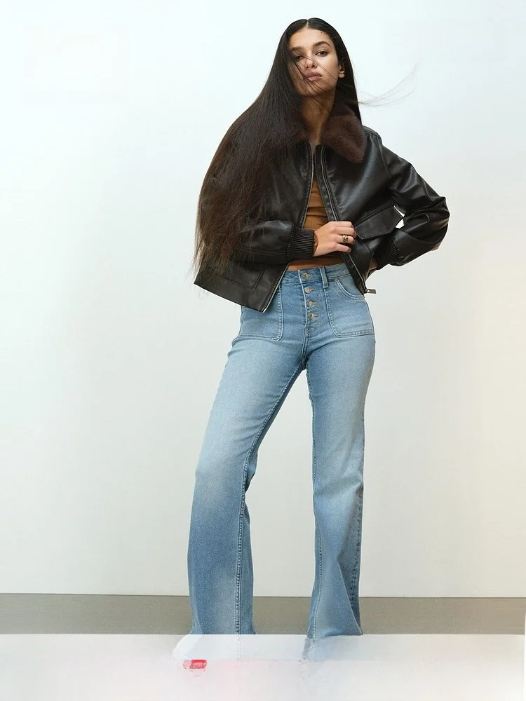 H&M Women's Mid-Waist Bell Bottom Jeans Casual Style Natural Waist Slim Fit Micro Stretch Ladies Jeans Spring Season
H&M Women's Mid-Waist Bell Bottom Jeans Casual Style Natural Waist Slim Fit Micro Stretch Ladies Jeans Spring Season