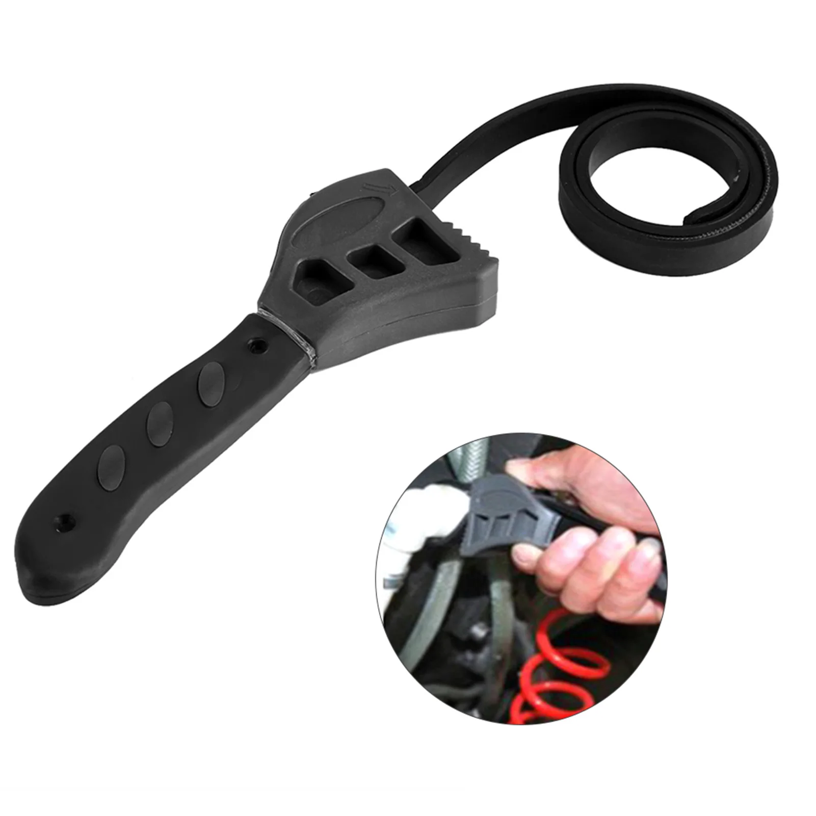 500mm Plastic Strap Wrench Jar Lids Tighten Loosen Plumbing Tool Universal Oil Filter Spanner
500mm Plastic Strap Wrench Jar Lids Tighten Loosen Plumbing Tool Universal Oil Filter Spanner