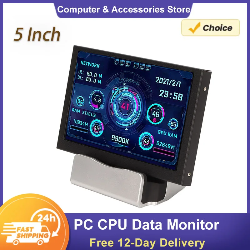Mini ITX PC Case Monitor PC CPU Data Monitor 5in USB C TYPE C for AIDA64 Temperature Display PC CPU GPU Data Monitor for Home
Mini ITX PC Case Monitor PC CPU Data Monitor 5in USB C TYPE C for AIDA64 Temperature Display PC CPU GPU Data Monitor for Home