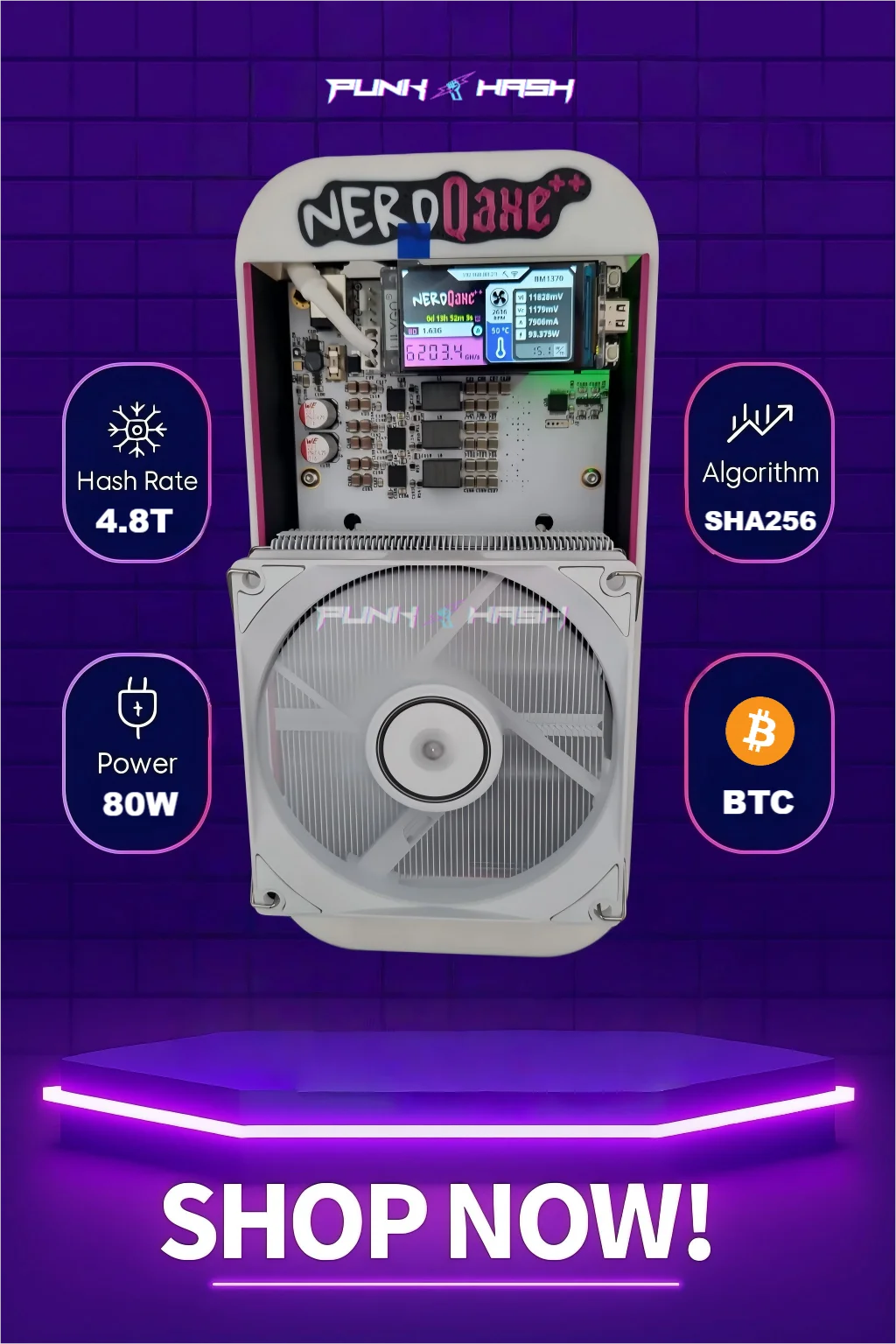 NerdMiner NerdQAxe++ 4.8T BM1370 ASIC Miner with EU/US/UK/AU Plug, Bitaxe Style USB Miner for BTC Mining, Silent & Efficient
NerdMiner NerdQAxe++ 4.8T BM1370 ASIC Miner with EU/US/UK/AU Plug, Bitaxe Style USB Miner for BTC Mining, Silent & Efficient