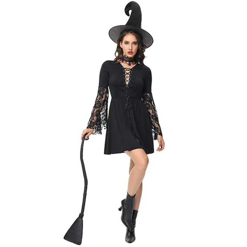 Halloween Black Sexy Witch Wizard Cosplay Costume for Women Carnival Performance Fancy Dress Cosplay Masquerade Party Outfit
Halloween Black Sexy Witch Wizard Cosplay Costume for Women Carnival Performance Fancy Dress Cosplay Masquerade Party Outfit