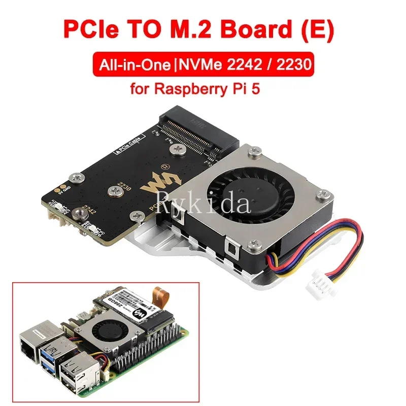 Плата адаптера Raspberry Pi 5 PCIe-M.2 (E) с охлаждающим вентилятором, 8 Гбит/с, совместимый с 2242/2230 NVMe M.2 SSD, высокоскоростное считывание
Плата адаптера Raspberry Pi 5 PCIe-M.2 (E) с охлаждающим вентилятором, 8 Гбит/с, совместимый с 2242/2230 NVMe M.2 SSD, высокоскоростное считывание