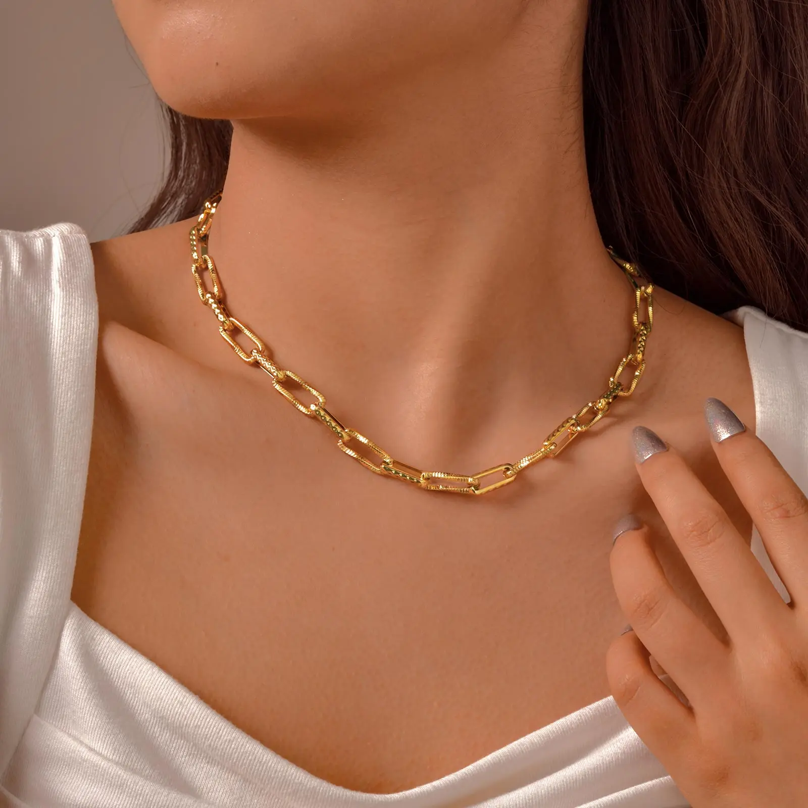 Little Luxury Paperclip Chunky Chain Necklace Bracelet Set Gold Plated Fashion Waterproof Stainless Steel Jewelry Set for Women
Little Luxury Paperclip Chunky Chain Necklace Bracelet Set Gold Plated Fashion Waterproof Stainless Steel Jewelry Set for Women