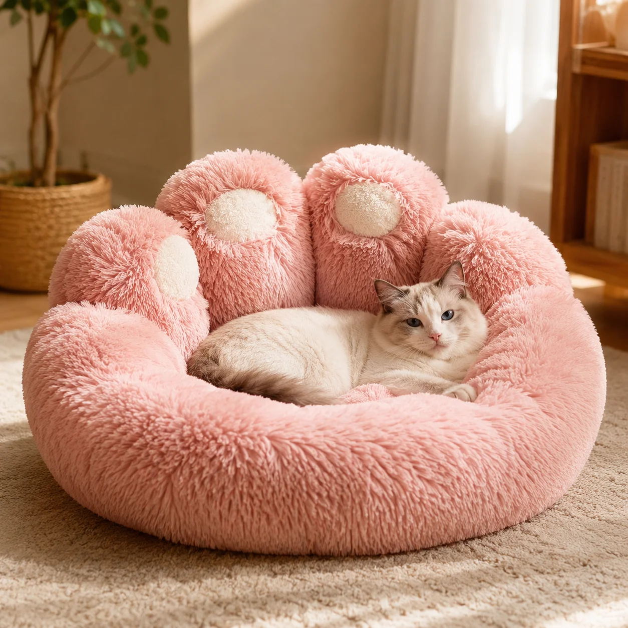 1PC Plush Paw-Shaped Pet Bed for Small Medium Large Cats and Dogs, Warm Breathable All-Season Nest with Extra Lining
1PC Plush Paw-Shaped Pet Bed for Small Medium Large Cats and Dogs, Warm Breathable All-Season Nest with Extra Lining