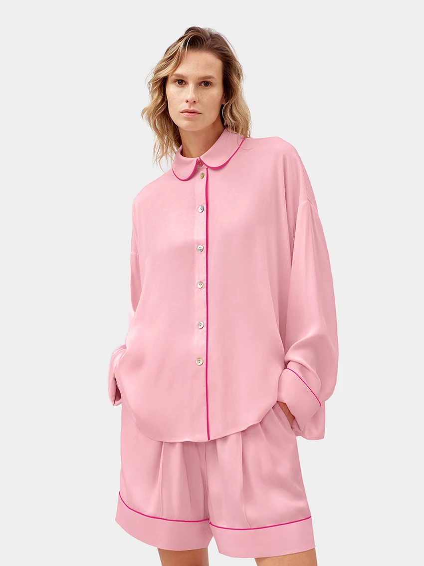 Marthaqiqi Loose Female Pajamas Sets Long Sleeve Nightgowns Turn-Down Collar Pajamas Shorts Causal Women Nightwear 2 Piece Suit
Marthaqiqi Loose Female Pajamas Sets Long Sleeve Nightgowns Turn-Down Collar Pajamas Shorts Causal Women Nightwear 2 Piece Suit