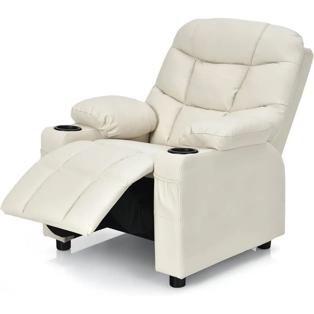Beige Leather Kids Recliner with Adjustable Reading Gaming Chair, 2 Cup Holders, 3 Side Pockets & Footrest
Beige Leather Kids Recliner with Adjustable Reading Gaming Chair, 2 Cup Holders, 3 Side Pockets & Footrest