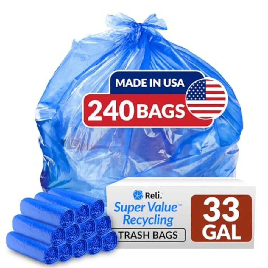 SuperValue 33 Gallon Recycling Bags 240 Count Bulk Made in the USA - Blue Trash Bags 30-33 Gallon Blue Recycling Garbage 33Gal
SuperValue 33 Gallon Recycling Bags 240 Count Bulk Made in the USA - Blue Trash Bags 30-33 Gallon Blue Recycling Garbage 33Gal