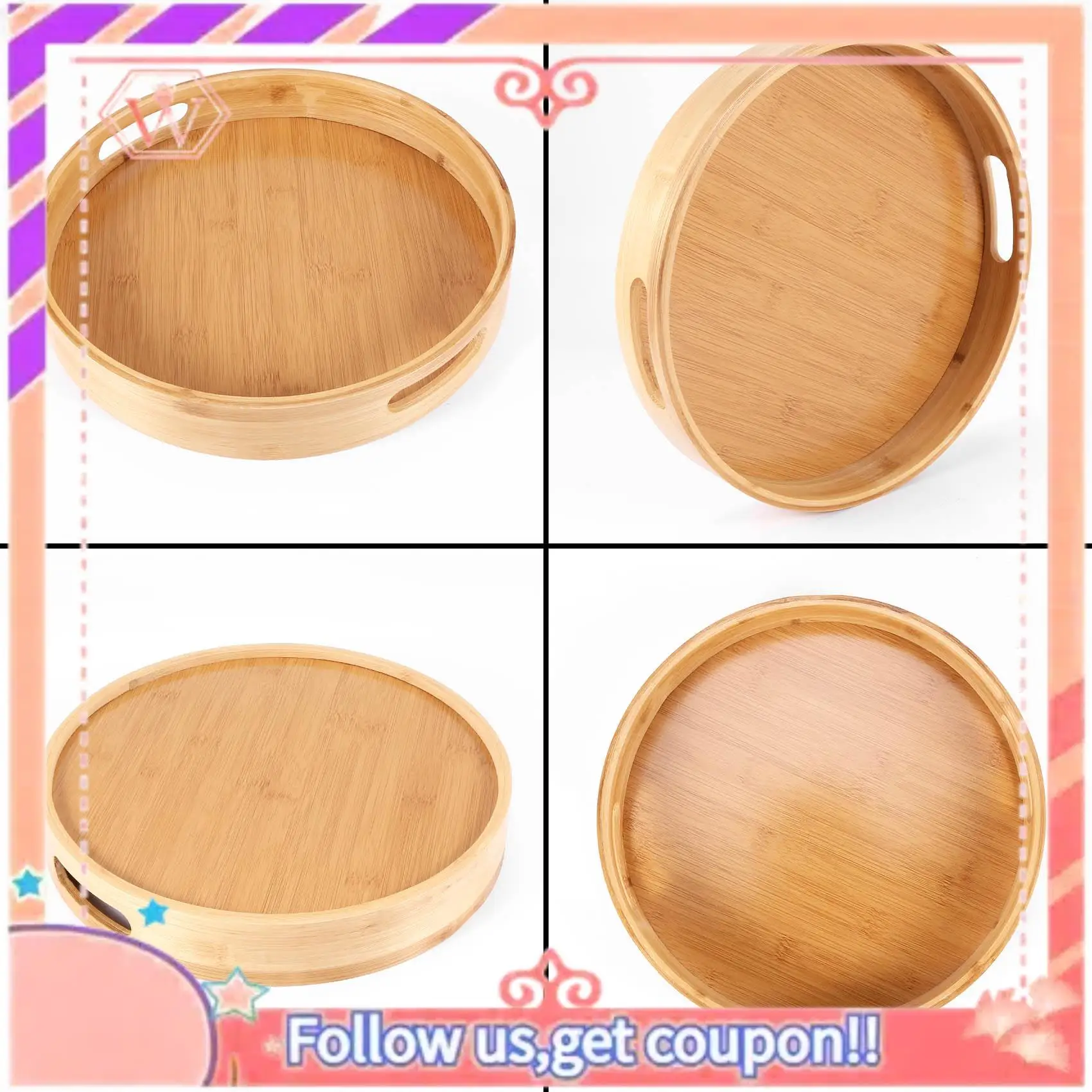 Upgraded Round Serving Bamboo Wooden Tray For Dinner Trays Tea Bar Breakfast Food Container Handle Storage Tray
Upgraded Round Serving Bamboo Wooden Tray For Dinner Trays Tea Bar Breakfast Food Container Handle Storage Tray