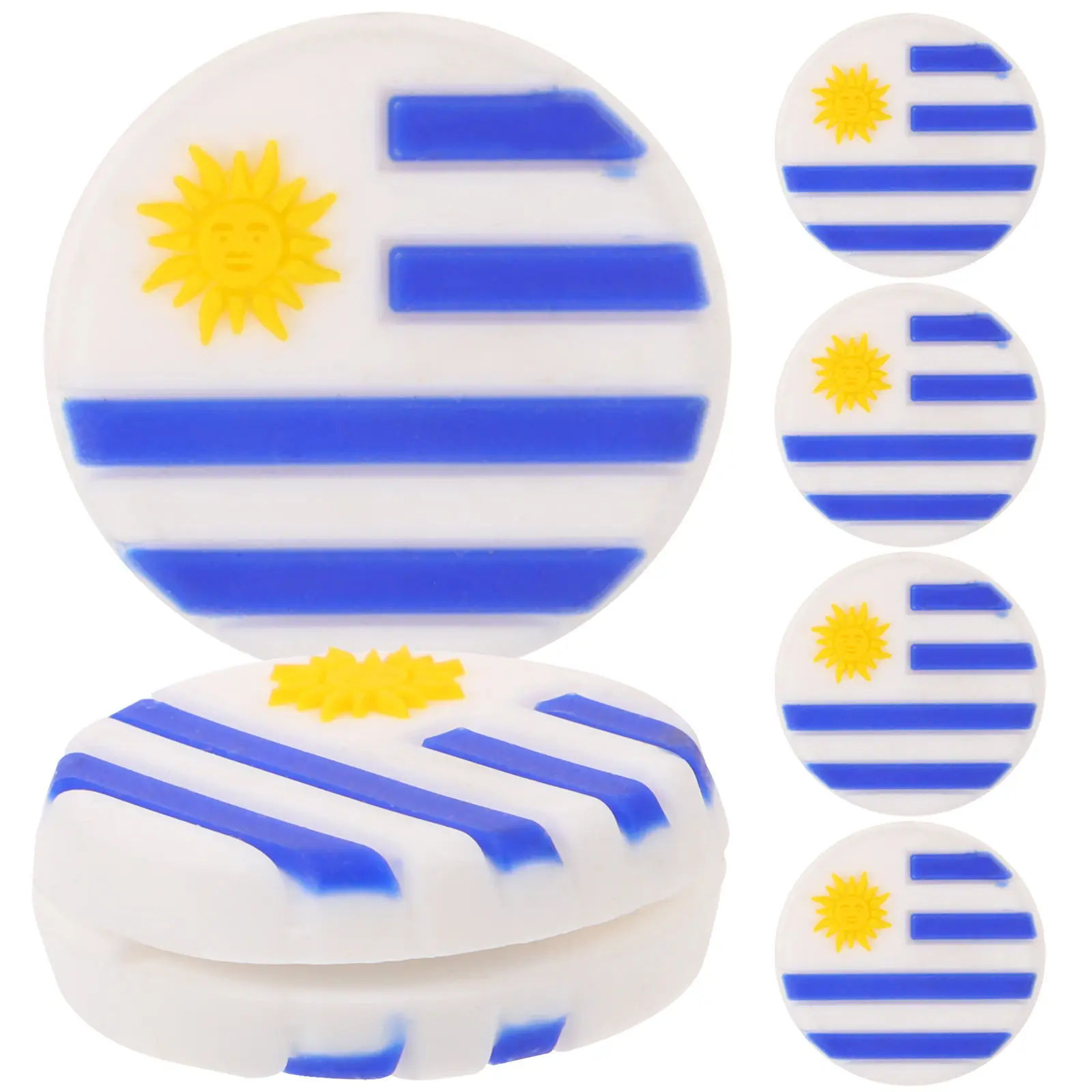 6Pcs Uruguayan Flag Tennis Dampener Silicone Vibration Reducer for Racket Control Stylish Accessory Tennis Racket Dampener