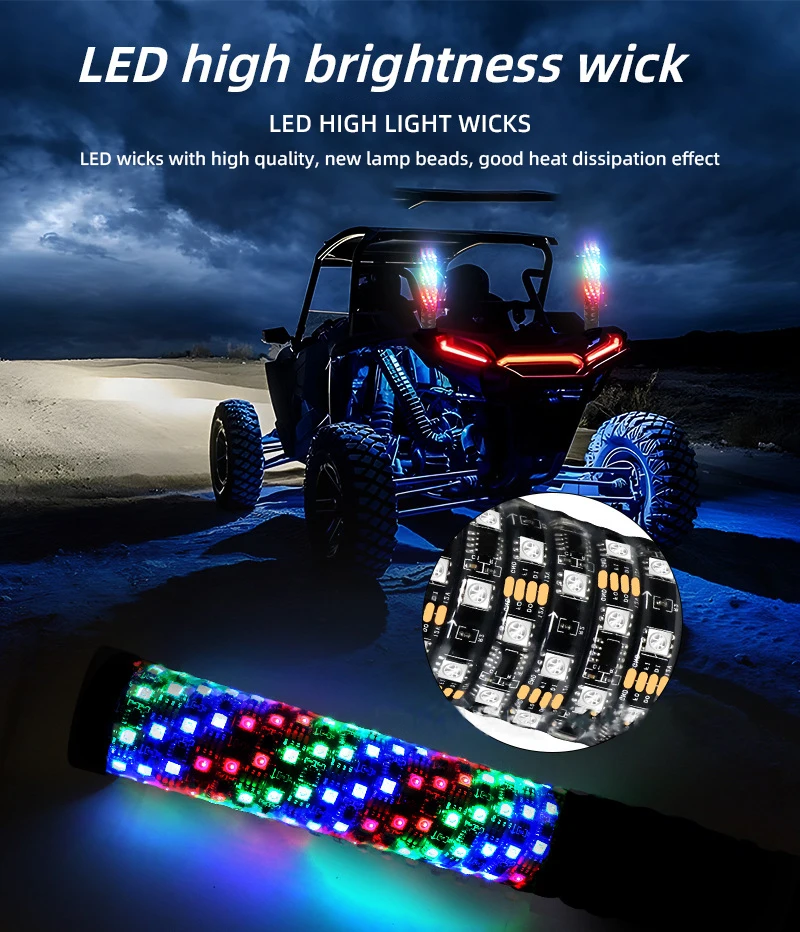 LED off-road flagpole light beach car universal RGB magic atmosphere whip light 1FT fat Ba flagpole light
LED off-road flagpole light beach car universal RGB magic atmosphere whip light 1FT fat Ba flagpole light