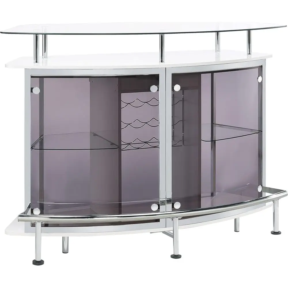 White High Gloss Curved Glass Top Home Bar Cabinet with Wine Rack and Stemware Storage for Dining Room and Kitchen
White High Gloss Curved Glass Top Home Bar Cabinet with Wine Rack and Stemware Storage for Dining Room and Kitchen