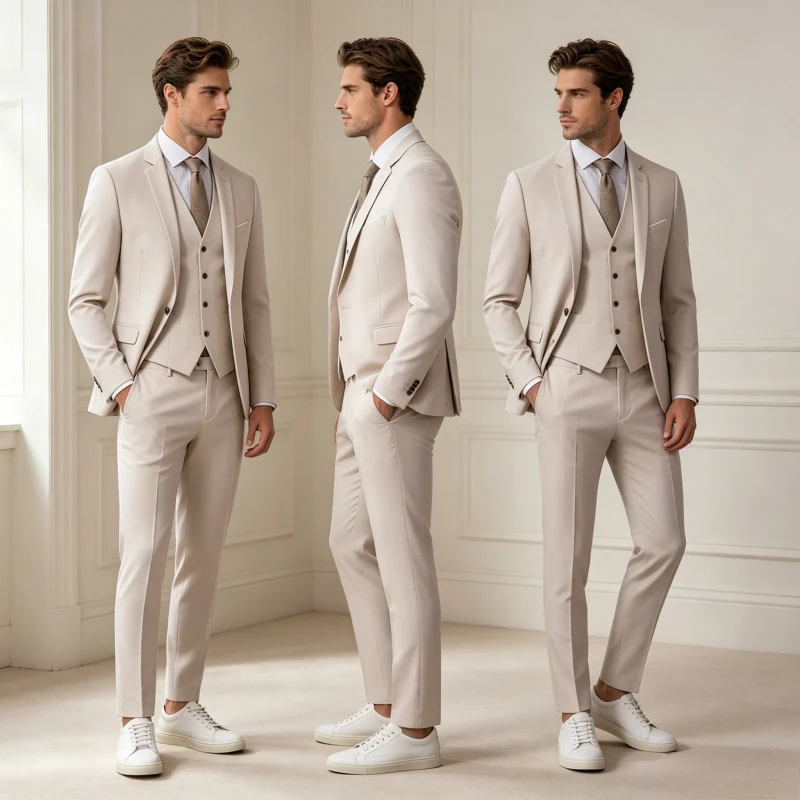 Single Breasted Vest Men Blazer Single Button Suits Jacket Business Ankle Length Straight Pants Three Pieces Solid Pockets
Single Breasted Vest Men Blazer Single Button Suits Jacket Business Ankle Length Straight Pants Three Pieces Solid Pockets