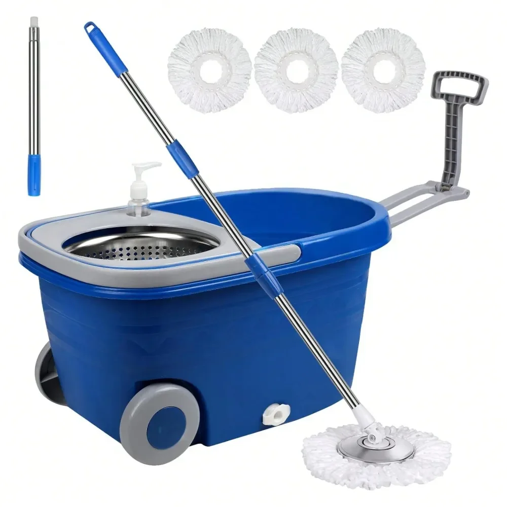 And Bucket With Wringer Set 25QT,Stainless Steel Deluxe 360 Spinning Mop Bucket Floor Cleaning System With 3 Microfiber Replace
And Bucket With Wringer Set 25QT,Stainless Steel Deluxe 360 Spinning Mop Bucket Floor Cleaning System With 3 Microfiber Replace