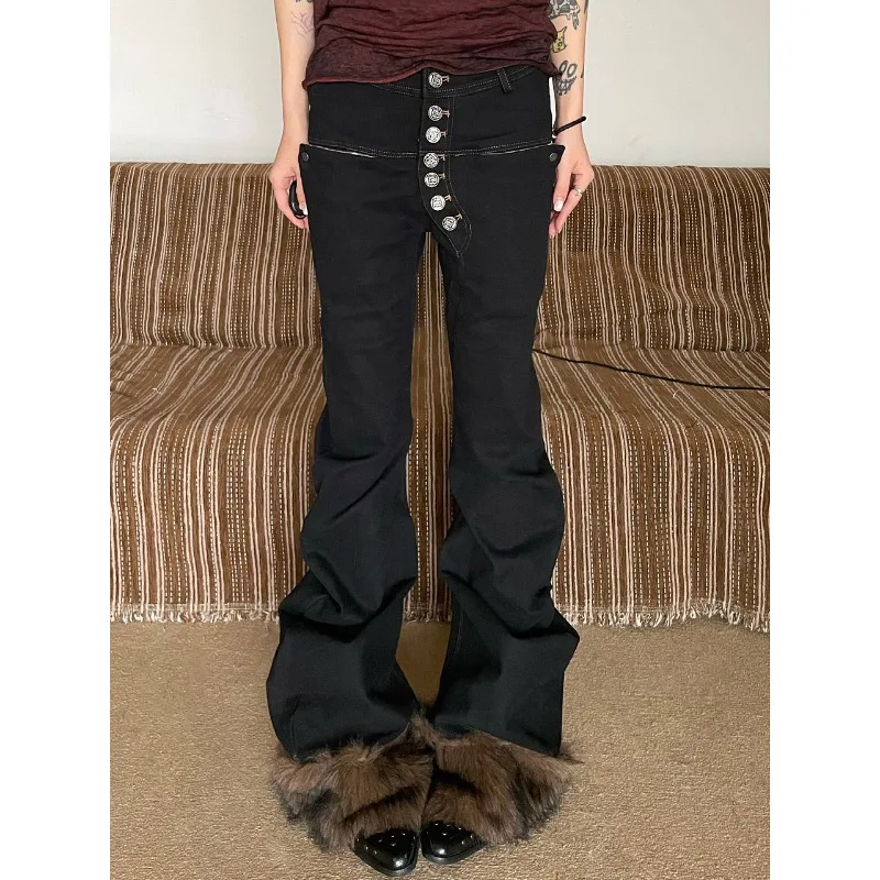 Брюки в стиле Y2K, Харадзюку, K-pop, винтажные черные джинсы с низкой посадкой, расклешенные, джинсовые, в американском ретро-стиле, с заклепками, зауженные, 90-х, клеш-брюки
Брюки в стиле Y2K, Харадзюку, K-pop, винтажные черные джинсы с низкой посадкой, расклешенные, джинсовые, в американском ретро-стиле, с заклепками, зауженные, 90-х, клеш-брюки