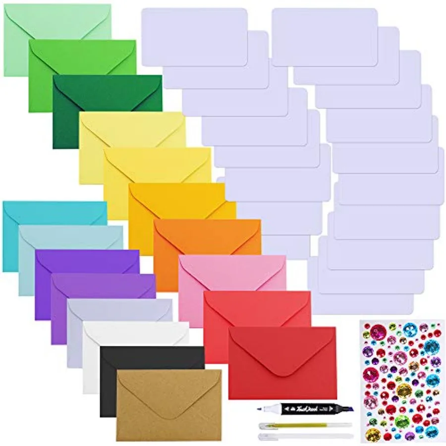 144 Sets 18 Colors #56 Mini Envelopes Coin Envelopes Pocket Envelopes 3 x 4 1/2 with Blank White Flat Business Cards Small Gift
144 Sets 18 Colors #56 Mini Envelopes Coin Envelopes Pocket Envelopes 3 x 4 1/2 with Blank White Flat Business Cards Small Gift