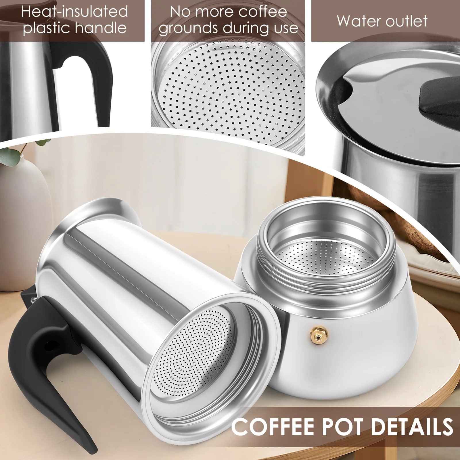 Hot Water Kettle Stainless Steel Moka Coffee Pot 450ml Coffee Pot for Kitchen Espresso Latte Teapot Coffee Tea Pot Coffeeware
Hot Water Kettle Stainless Steel Moka Coffee Pot 450ml Coffee Pot for Kitchen Espresso Latte Teapot Coffee Tea Pot Coffeeware